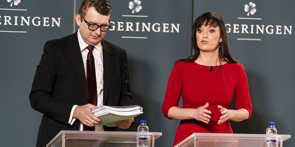 Innovationsminister Sophie Løhde og beskæftigelsesminister Troels Lund Poulsen præsenterer regeringens ledelses- og kompetencereform 'En offentlig sektor rustet til fremtiden' på et pressemøde i Finansministeriet i København, onsdag den 9. januar 2019. (
