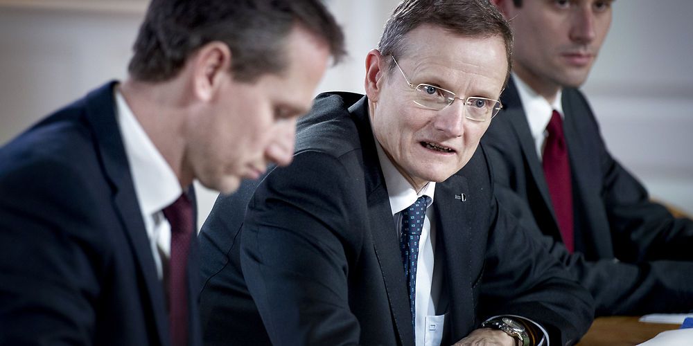 Finansminister Kristian Jensen og OECD's vicegeneralsekretær Ludger Schuknecht præsentere OECD's nye anbefalinger til Danmark ved et pressemøde i København i dag.. (