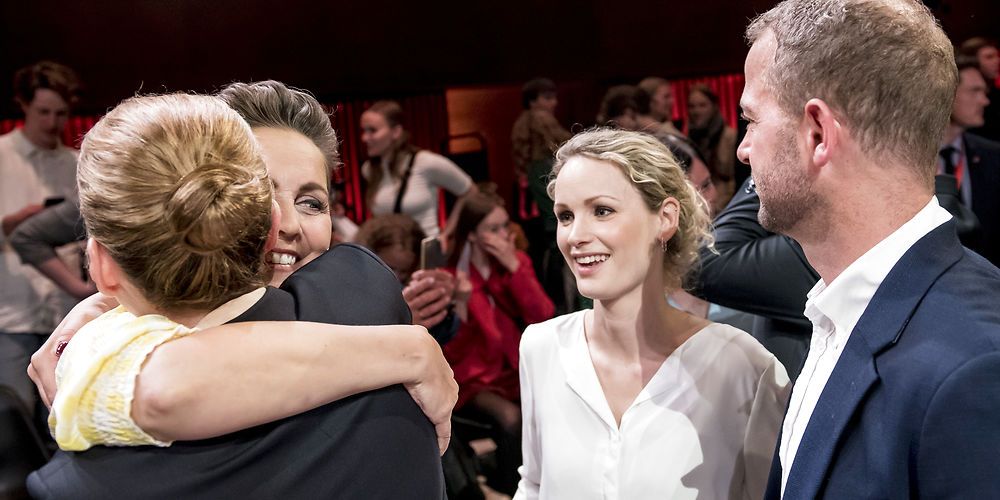 Pernille Skipper (EL) vil have færre syge i arbejdsprøvning. Her ses hun med Mette Frederiksen (S), Pia Olsen Dyhr (SF) og Morten Østergaard (RV) under partilederrunden i DR mandag. (
