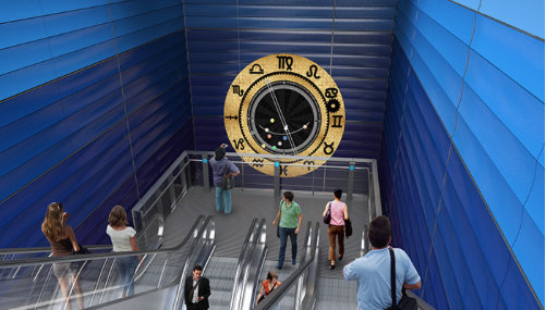 Henrik Plenge Jakobsens skitse til udsmykning af Ny Ellebjerg station, Sydhavnslinjen Metro, 2024.
