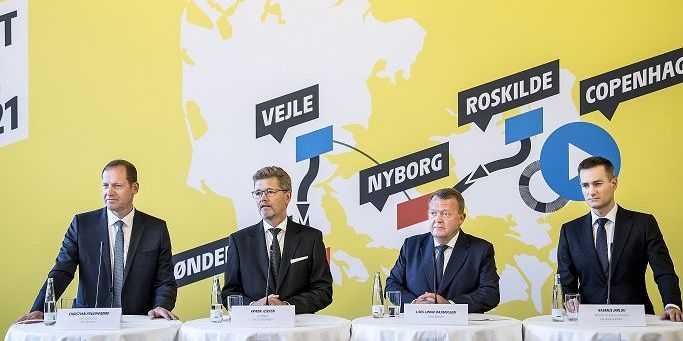 I februar offentliggjorde direktøren for Tour de France, Christian Prudhomme, ved et stort pressemøde, at verdens største cykelløb starter i Danmark i 2021. (Arkivfoto)