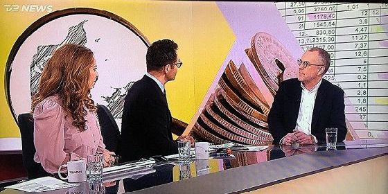 Chefredaktør Arne Ullum i studiet hos TV2 News onsdag.