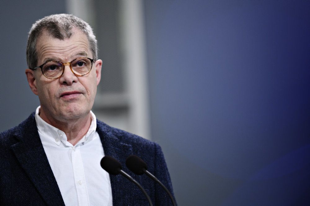Faglig direktør for Infektionsberedskab i Statens Serum Institut Kåre Mølbak, da statsministeren afholder pressebriefing om status for Covid-19 i Danmark, i Spejlsalen i Statsministeriet, tirsdag 14. april 2020. (Foto: Philip Davali/Ritzau Scanpix)