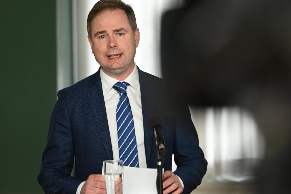 Finansminister Nicolai Wammen (S) præsenterer på et pressemøde aftalen om en kommunal udligningsreform. Aftalen er indgået mellem regeringen Venstre, Radikale Venstre, SF og Alternativet.