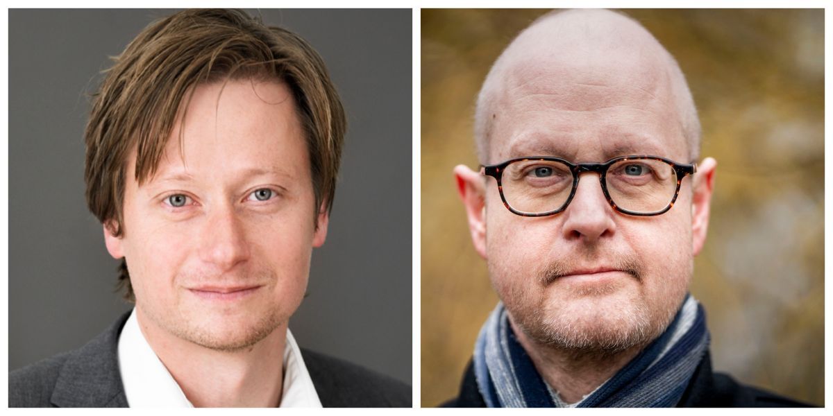 (Arkiv) Cheføkonomerne Erik Bjørsted (tv) fra Arbejderbevægelsens Erhvervsråd og Mads Lundby Hansen fra Cepos reagerer på den forholdsvis begrænsede stigning i ledighedstallene i månedsskiftet april til maj.