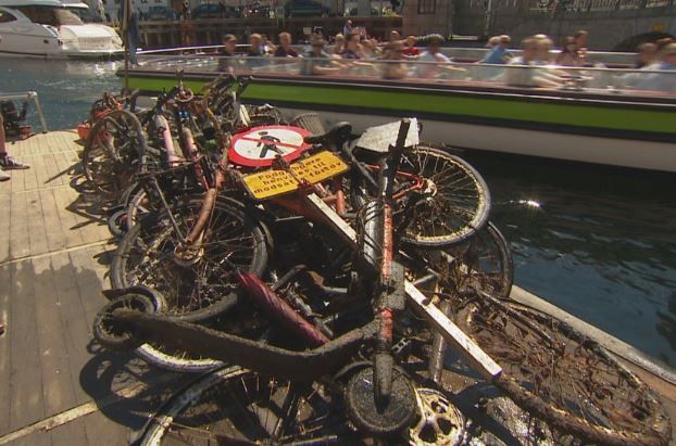 På fire dage har dykkere fisket 144 udlejningsløbehjul op fra bunden af Københavns Havn.