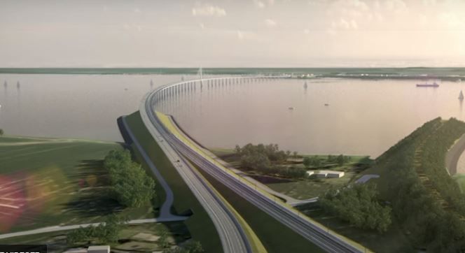 Det er uvist, hvor mange job til lokalområdet byggeriet af Storstrømsbroen kaster af sig. Sådan her kommer broen til at se ud, når den er færdig.