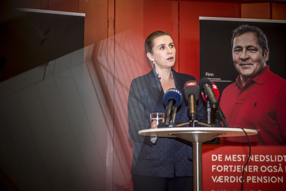 Mette Frederiksen præsenterede i januar 2019 Socialdemokratiets forslag om ret til tidlig folkepension. Tirsdag præsenterer hun regeringens udspil i Horsens. (Arkivfoto)