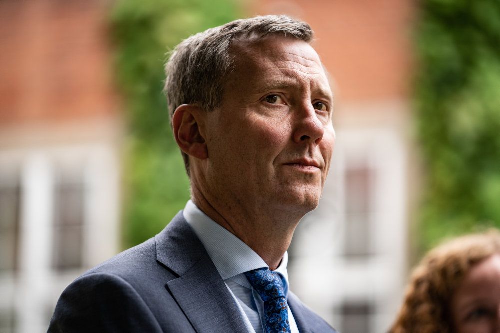 Justitsminister Nick Hækkerup (S) under præsentationen af ny aftale om samtykkelov i Justitsministeriets gård tirsdag den 1. september 2020.