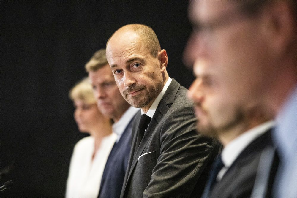 Sundheds- og ældreminister Magnus Heunicke (S) under pressemøde om status på covid-19-situationen i Danmark i Eigtveds Pakhus.