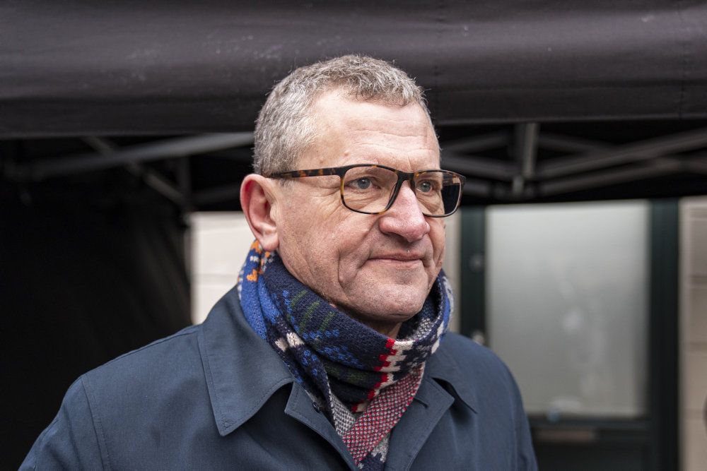 Borgmester i Tønder Kommune, Henrik Frandsen, ved markeringen af afstemningen om genforening. (Arkivfoto).