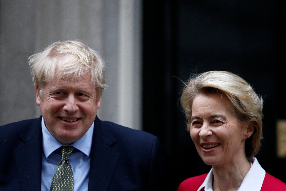 Da Boris Johnson og von der Leyen mødtes i London i januar, var der smil. Det store spørgsmål er, om telefonopkald lørdag også vil kunne løfte humøret hos de to.