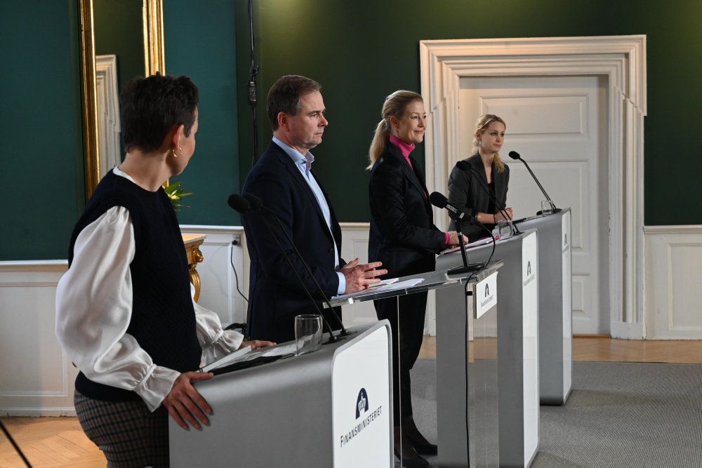 Finansminister Nicolai Wammen holder sammen med repræsentanter for De Radikale, SF, Enhedslisten og Alternativet på pressemøde om en delaftale på velfærdsområdet i Finansministeriet.