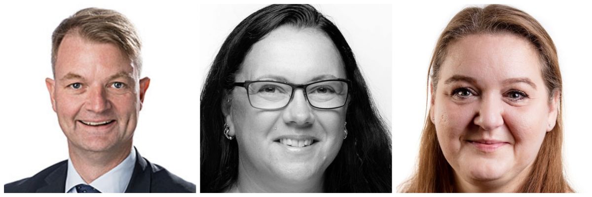 Tre fynske byrådsmedlemmer og frafaldne DF'ereer gået sammen i partiet De Lokalnationale. Det er fra venstre Carsten Kudsk, Nyborg, Christel Gall, Odense, og Betina S. Christiansen, Assens.