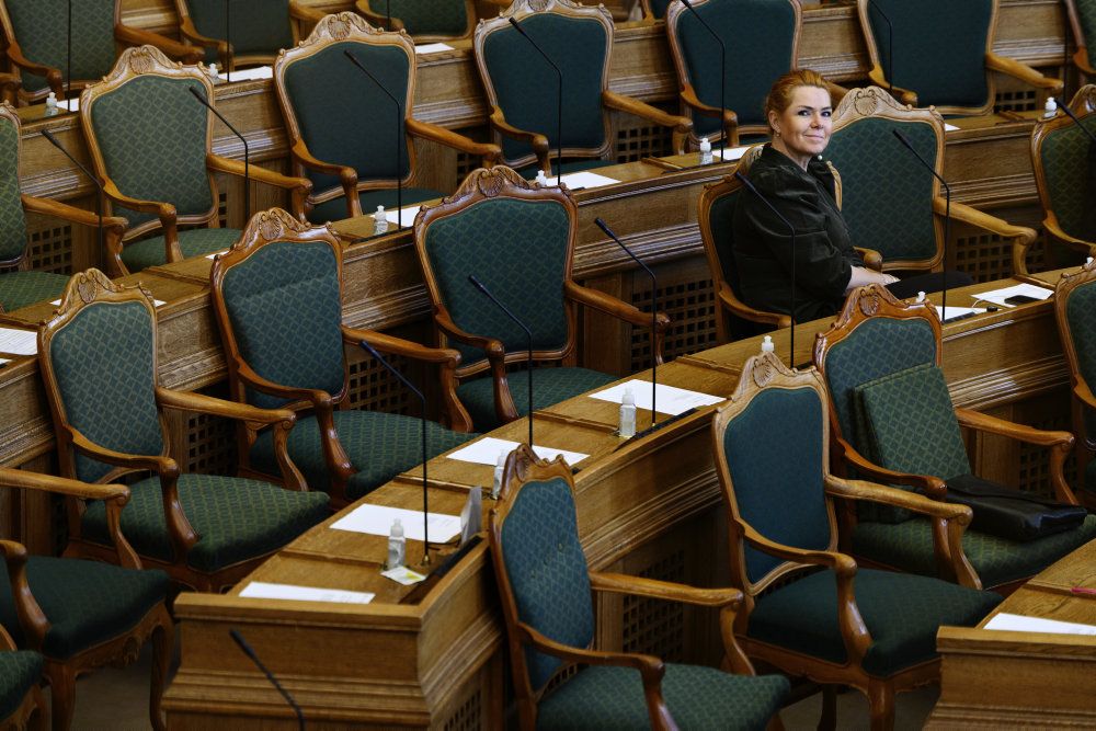 Inger Støjberg (V), da Folketinget drøfter rigsretstiltale mod Inger Støjberg (V) i Folketingssalen i januar.