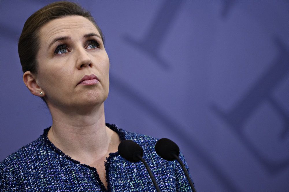 Statsminister Mette Frederiksen (S) ved tidligere pressemøde om covid-19 i Danmark.