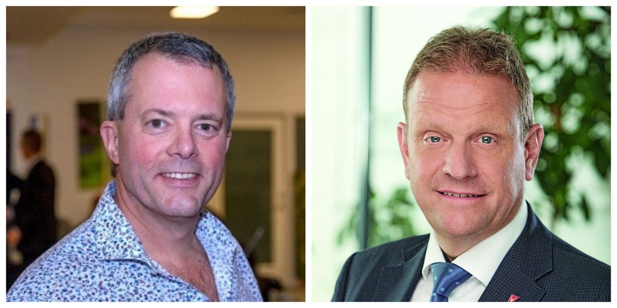 Jakob Nybo fra Liberal Alliance (tv.) er ikke enig med Hørsholms konservative borgmester Morten Slotved (th.) i at pengene til en ny brochure er givet godt ud.
