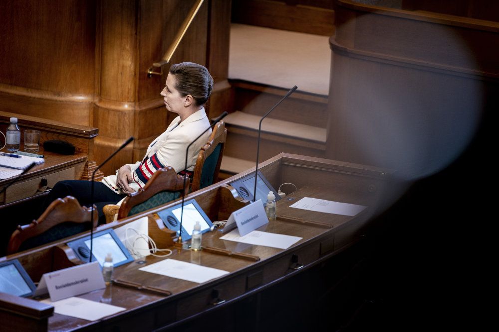 Statsminister Mette Frederiksen under møde i salen til statsministerens spørgetime i Folketinget på Christiansborg.