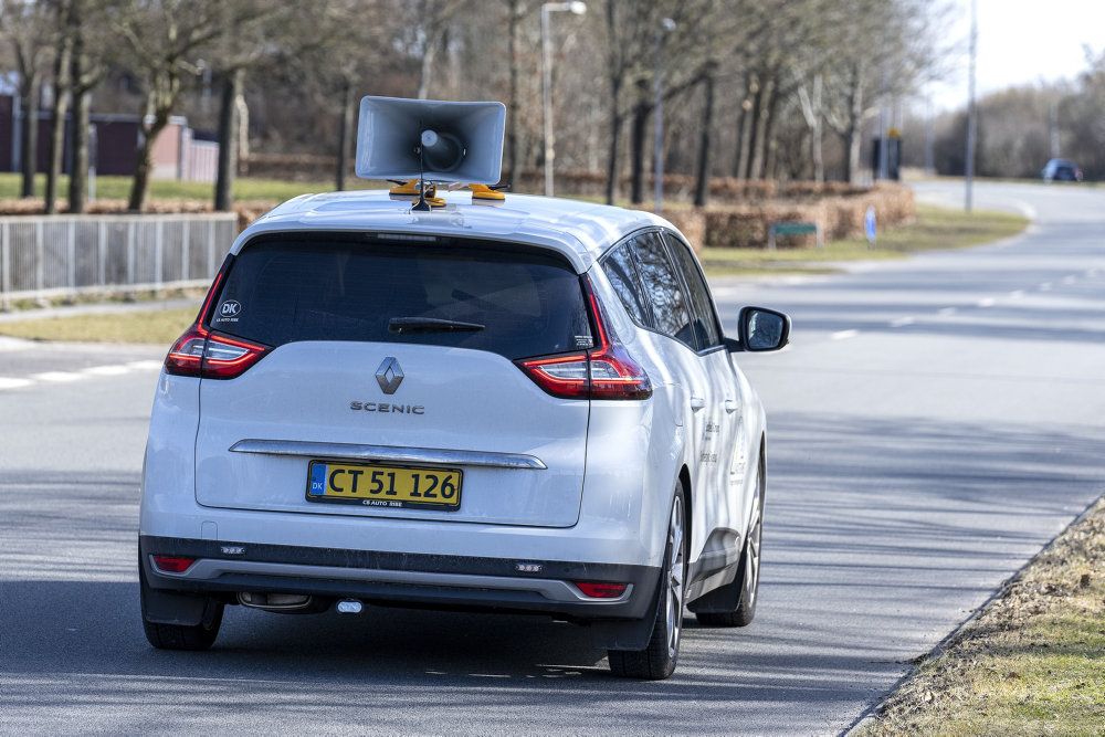 Esbjerg Kommune opfordrer borgere til at lave sig teste via en højttalervogn, i Esbjerg torsdag 18. marts 2021.
