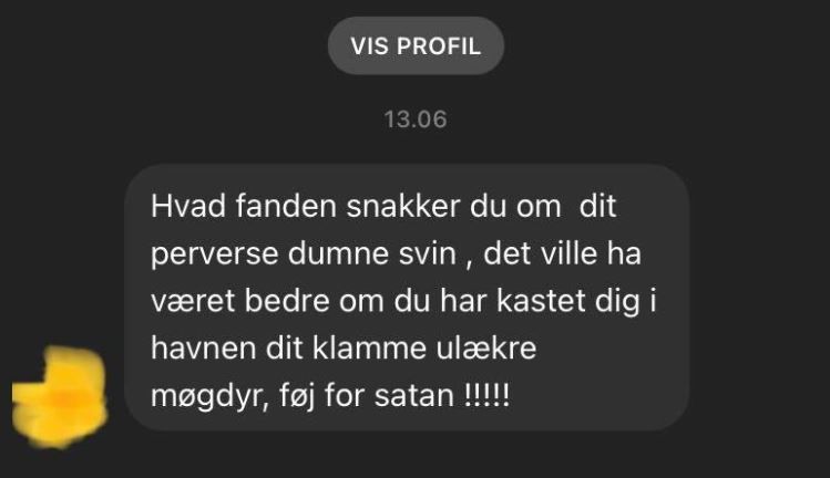 Denne besked har medlem af Borgerrepræsentationen Marcus Vesterager (S) fået på sin Facebookside.