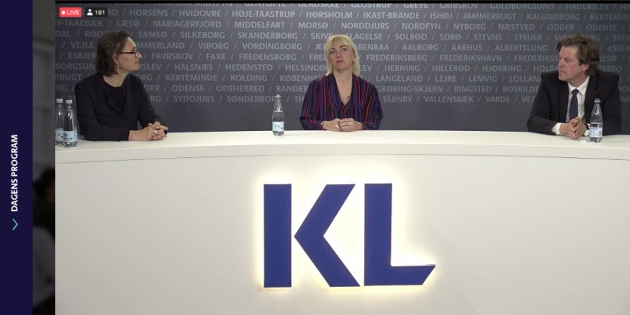 Panelet med Karen Holdaway Grøn, direktør for kunstmuseet Trapholt, Christine Buhl Andersen, forkvinde for Ny Carlsbergfondet og Jakob Jensen, adm. direktør i DBU og formand for kulturministeriets genstartsteam diskuterede coronakrisens betydning for kultur- og fritidslivet på KLs konference i går.