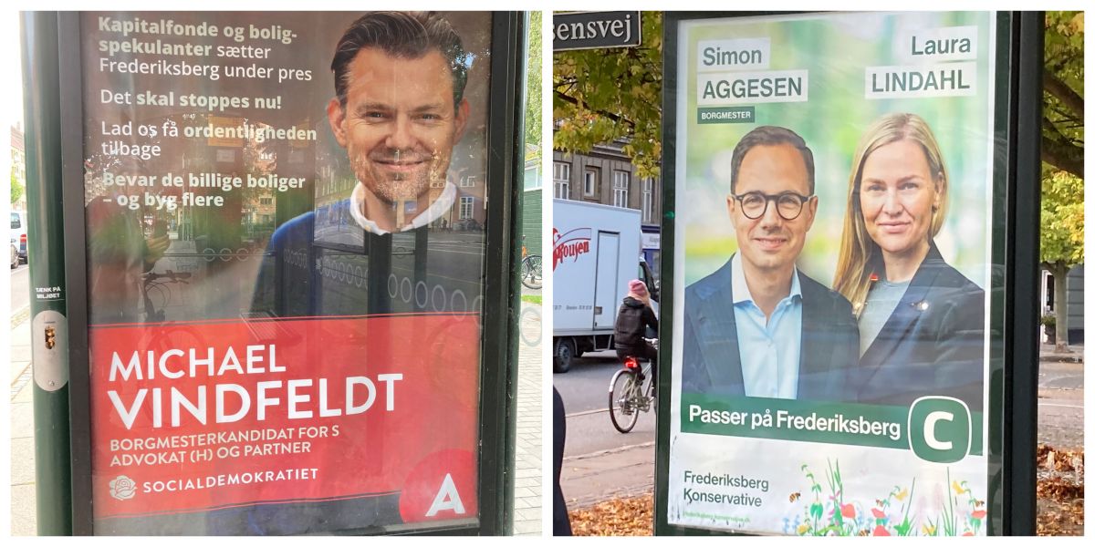Spidskandidaterne for S og K i Frederiksberg Kommune har brugt en del penge på at promovere sig selv i bydelens reklamestandere.