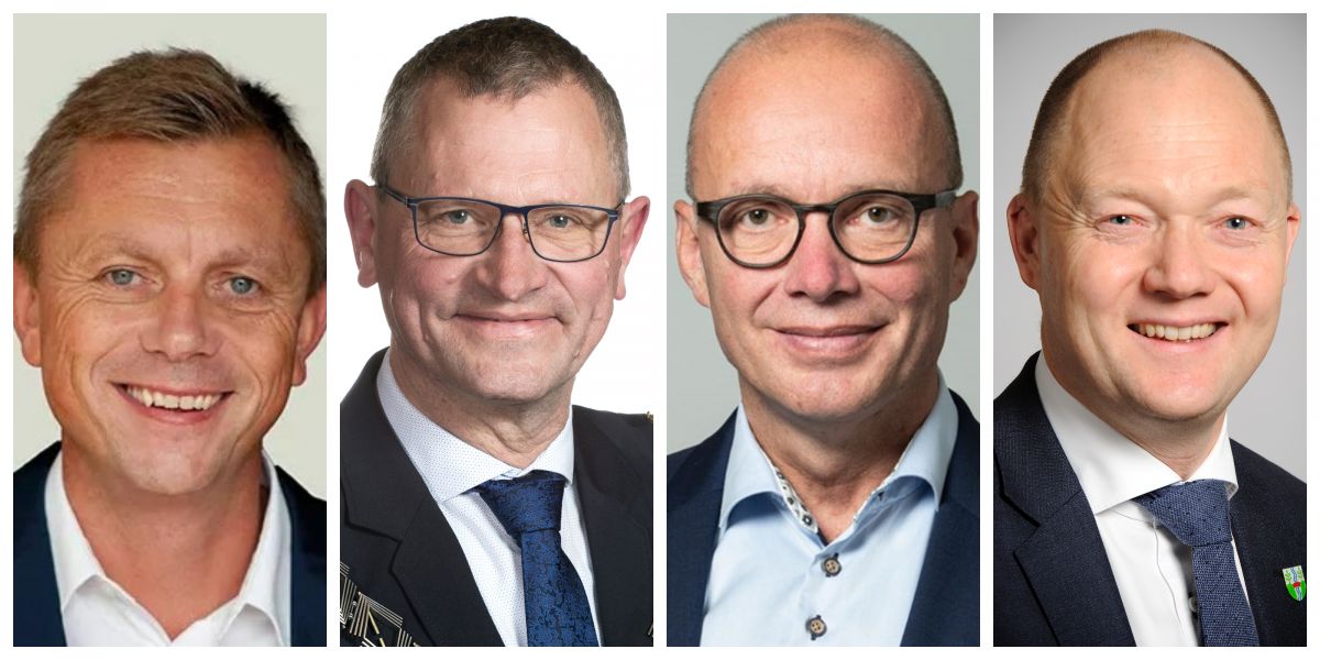 Borgmestrene her får kamp til stregen, når det gælder om at beholde posten efter kommunalvalget. Undtaget er Koldings V-borgmester Jørn Pedersen (nr. 3 fra venstre), som ikke genopstiller.