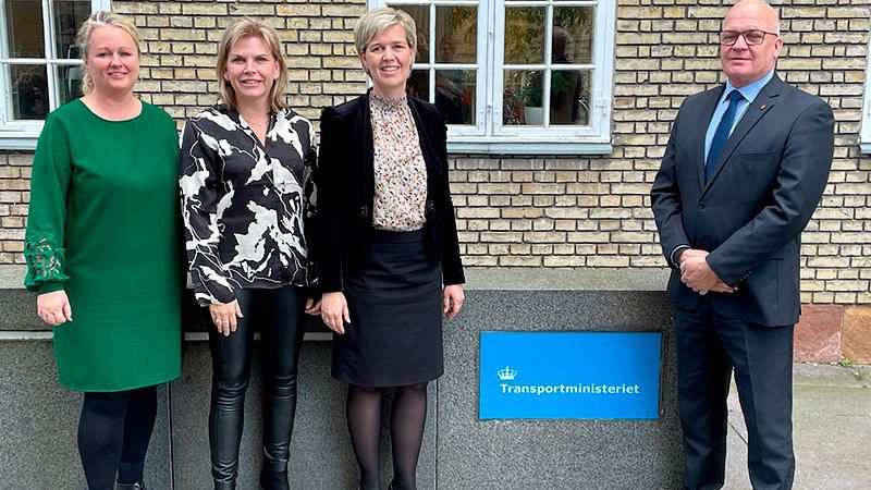 Fire borgmestre på besøg i transportministeriet. Fra venstre: Mette Jorsøe, Pernille Beckmann, Anette Mortensen og Niels Hörup.