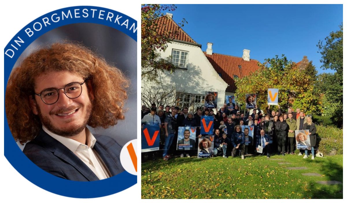 Borgmesterkandidat i Glostrup Piet Papageorge (V) måtte kæmpe med ikke at blive for rørstrømsk, da han varmede Venstres 'plakat-ophængere' op i lørdags.