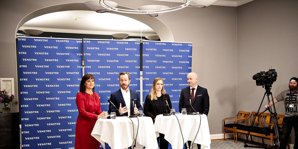 Venstre fremlagde søndag et nyt sundhedsudspil med Sophie Løhde (t.v., politisk ordfører), Jakob Ellemann-Jensen (Formand), Stephanie Lose (Regionrådsformand i region Syddanmark) og Martin Geertsen (sundhedsorfører), som alle er politikere for V.