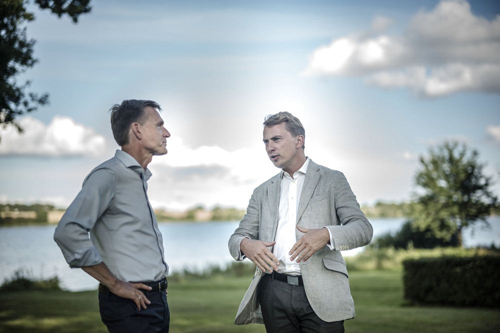 DFs næstformand, Morten Messerschmidt, sammen med DFs formand, Kristian Thulesen Dahl, under sommergruppemødet i august.