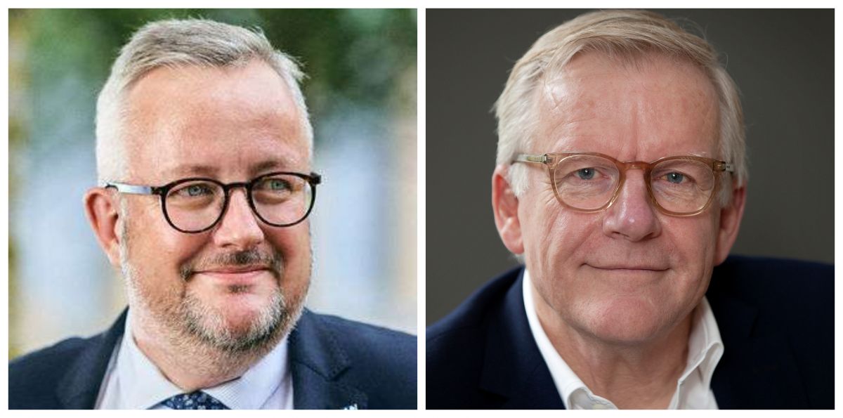 Borgmester Søren Steen Andersen (V) fra Assens tv. og tidligere borgmester Jens Ive (V) i Rudersdal er dybt uenige om, hvorvidt man bør skele til, hvor meget service borgerne får i forhold til deres skattebetaling, når servicerammen skal fordeles mellem kommunerne.