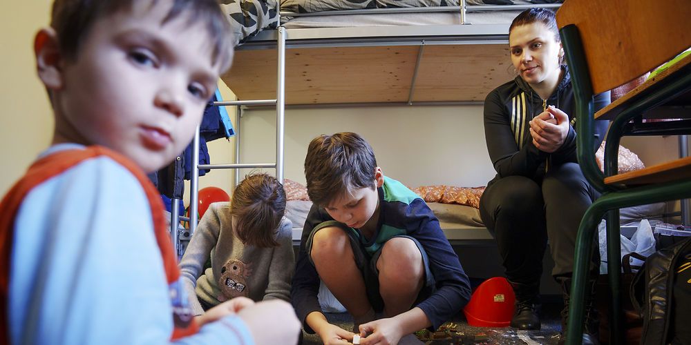 Ukrainske flygtninge, der er flyttet ind på Center Dokkedal i Vesthimmerlands Kommune.