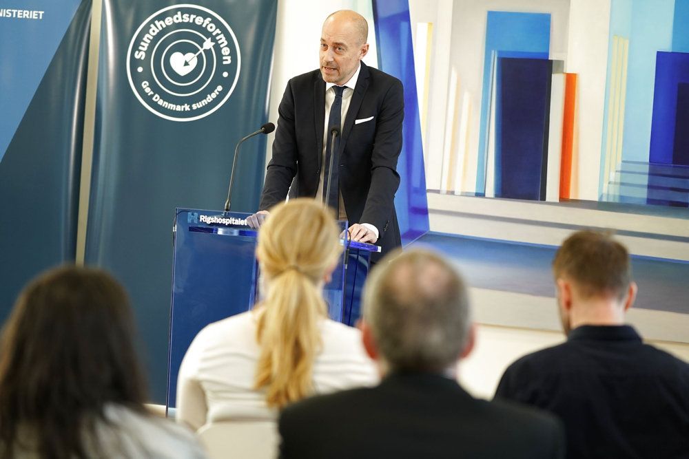 Sundhedsminister Magnus Heunicke (S) på pressemøde om lancering af regeringens sundhedsreform, på Rigshospitalet i København.