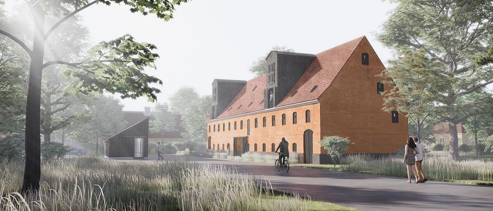 Visualisering af de fremtidige forhold for Bønnelyches Pakhus i Nysted, som er én af flere planlagte ’Art Barns’, der åbner på tværs af Lolland-Falster.