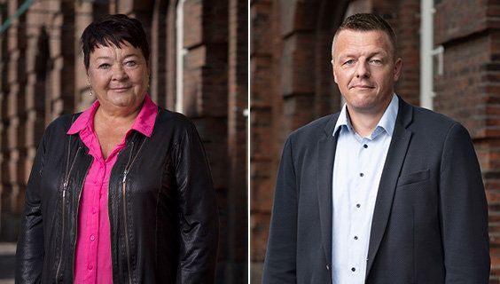 S-regeringen bør bruge den nye 'spareaftale' som afsæt for at løsne op på budgetloven, mener FOA. Her ses formand Mona Striib og næstformand Thomas Enghausen.