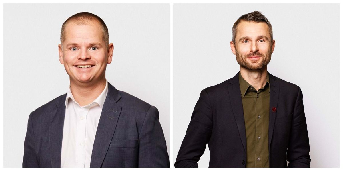 Byrådsmedlem Henrik Arens (NB) (til venstre) kritiserer stigningen i antallet af kommunikationsansatte i Aarhus, mens rådmand Christian Budde (V) gerne forsvarer stigningen.