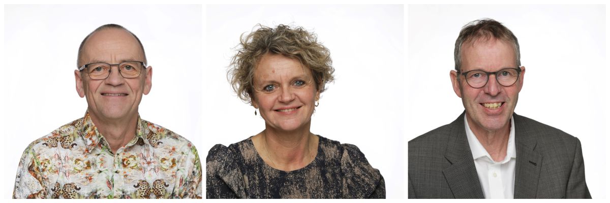 Byrådsmedlemmer i Slagelse går nu ned i vederlag. På et byrådsmøde var de her tre ikke helt enige om hvor meget. Fra venstre ses Thomas Clausen (EL), Jane Dahl (K) og borgmester Knud Vincents (V).