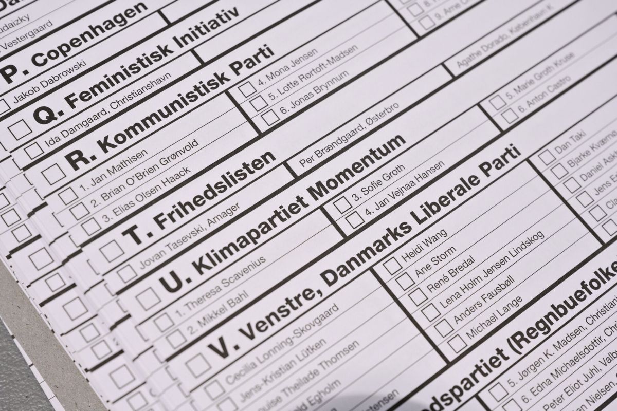 På stemmesedlen fra kommunalvalget 2021 i Københavns Kommune kan partier, der opstiller kandidater på partiliste (her Kommunistisk Parti og Klimapartiet Momentum), identificeres med tallene, der står foran navnene.