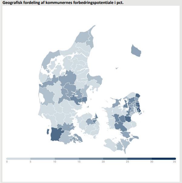 De fleste kommuner med et forbedringspotentiale på ældreområdet er koncentreret omkring hovedstaden.